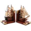 Wooden Ship Bookends