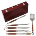 Barbecue Tool Set with Wood Case