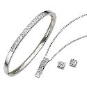 Silver Bangle, Pendant & Earring Set