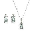 9ct Aquamarine and Diamond Pendant Set