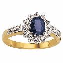 9ct Gold Sapphire & Cubic Zirconia Ring