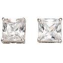 9ct White Gold Cubic Zirconia Square Basket Stud Earrings